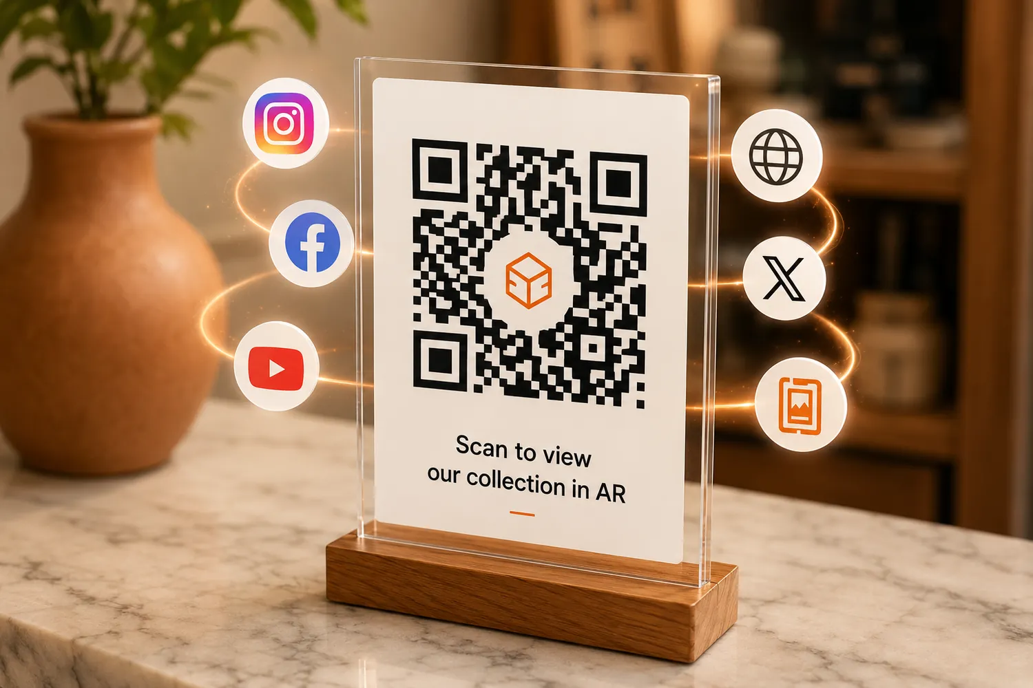 A QR code with sharing channels