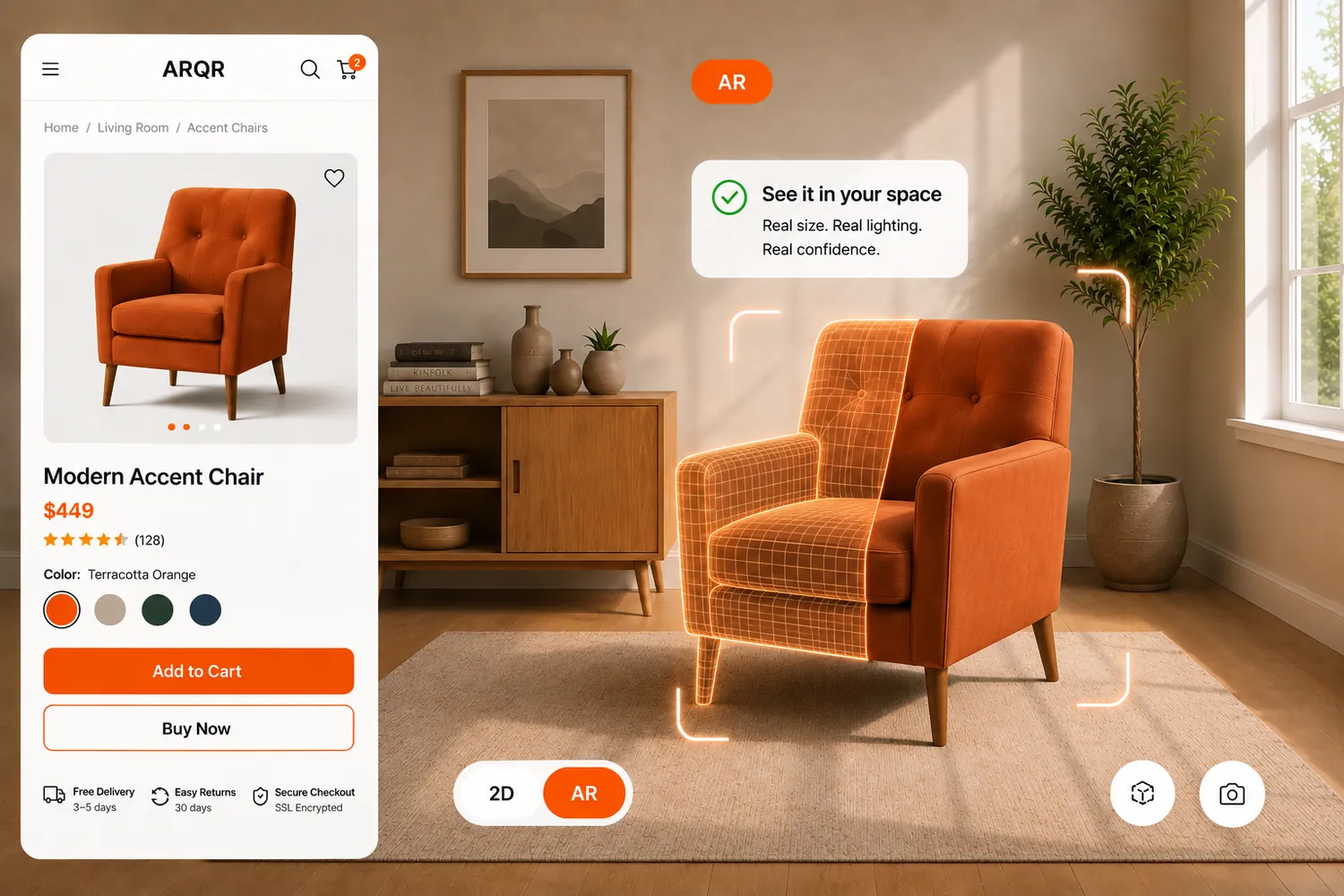 The product placed in the room through AR